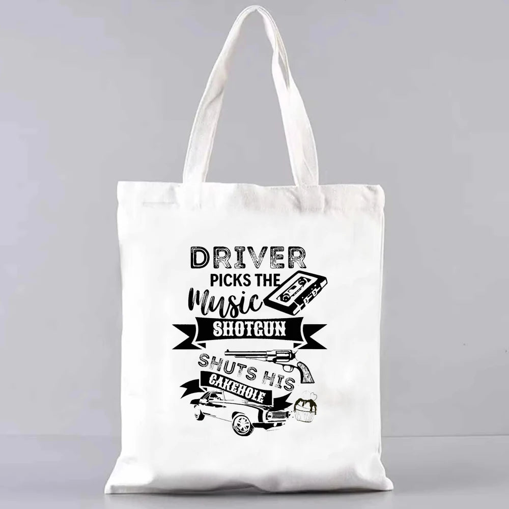 Supernatural TV Inspired Large Shopping Bag Vintage Supernatural Shoulder Bag Women's Casual Reusable Canvas Bag