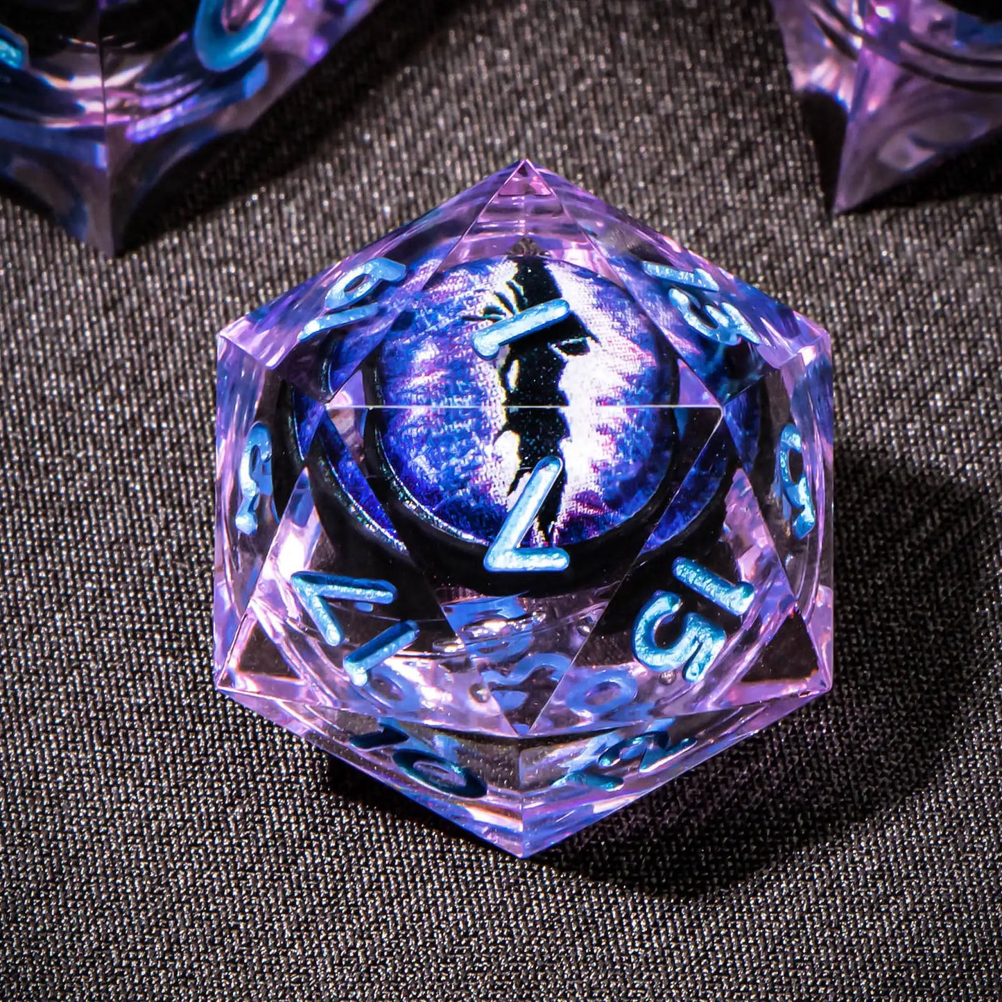 DND Resin Polyhedral Dice Set with Longan Design, Sharp Edge Liquid Core
