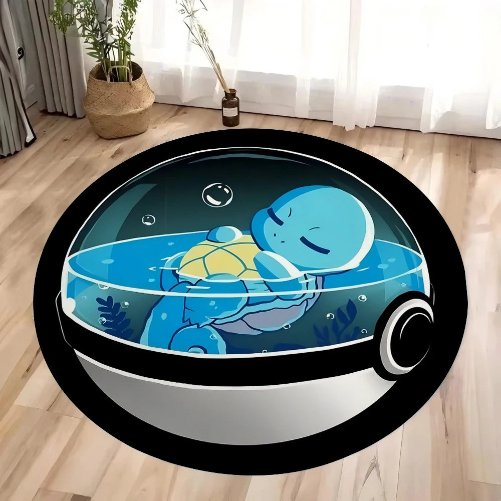 Pokémon Pokéball Print Round Rugs – Pikachu, Gengar, Eevee & Starter Designs | Washable Non-Slip Floor Mats