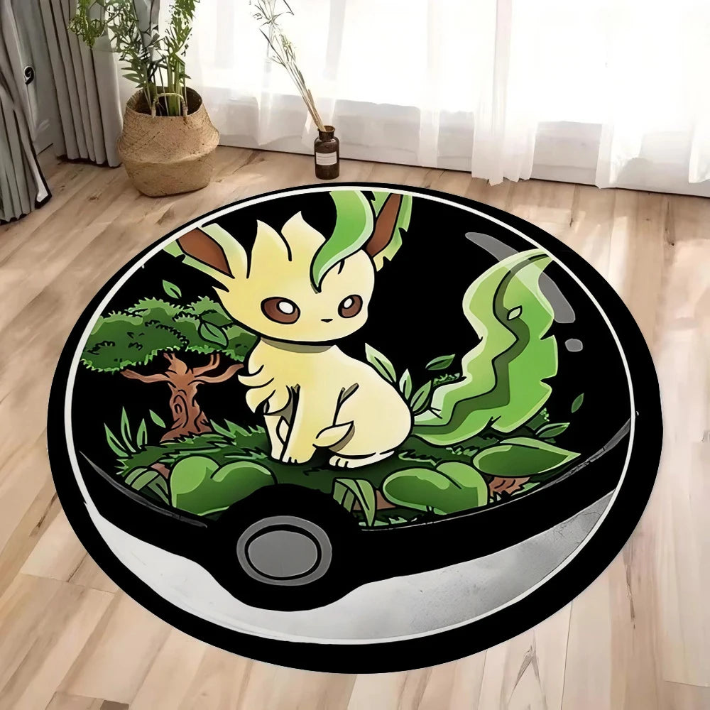Pokémon Pokéball Print Round Rugs – Pikachu, Gengar, Eevee & Starter Designs | Washable Non-Slip Floor Mats