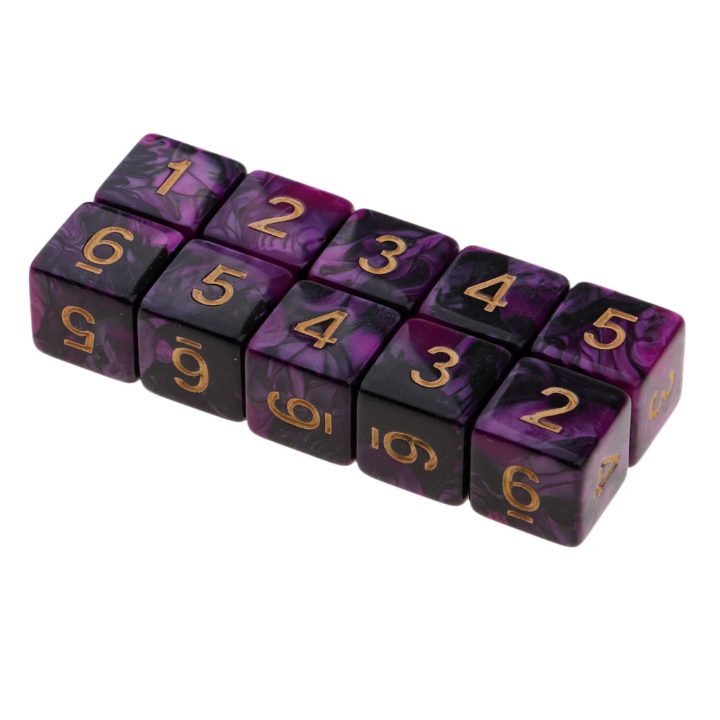 10pcs D6 Dice 16mm Dice Set for Dice Table Board Game & Math Games