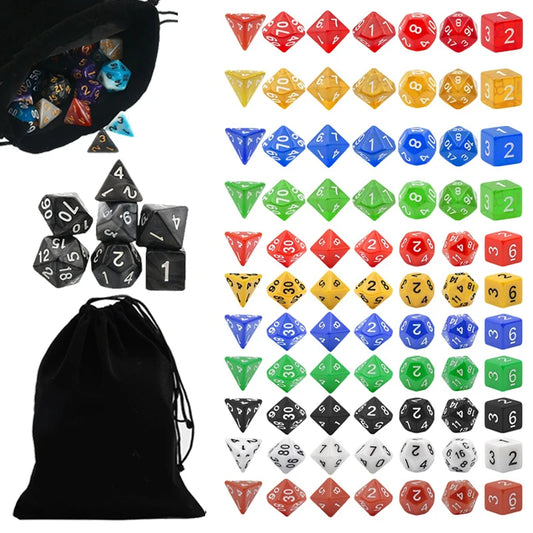 DND Dice Sets 10 X 7 Polyhedral Dice (70pcs) with a Large Drawstring Bag Great for Dungeons and Dragons Role Playing Table Game