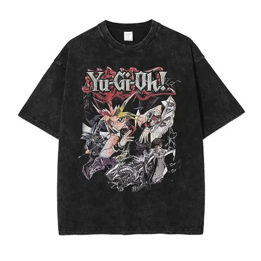 Yu Gi Oh T Shirts Vintage Washed Retro Streetwear Short Sleeve