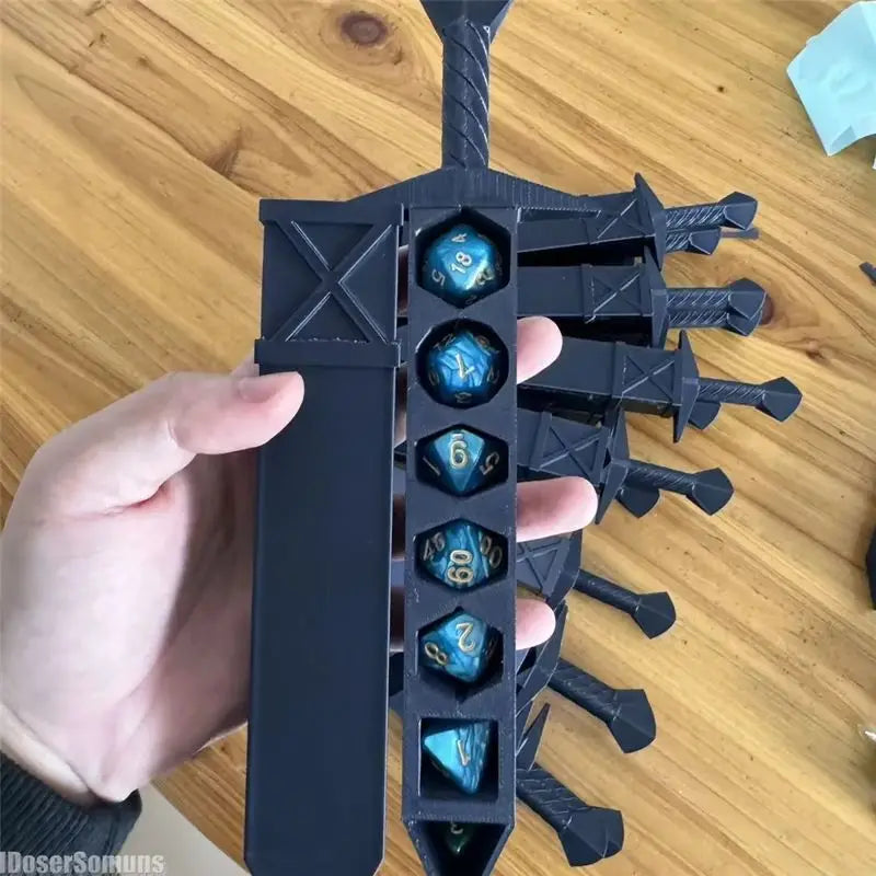 3D Printed Sword-shaped Storage Box for Dice DND