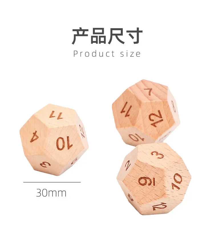 1 piece Solid Wooden Dice 12 Side Sculpture Blank Dice  Club/Party/Family DIY Games