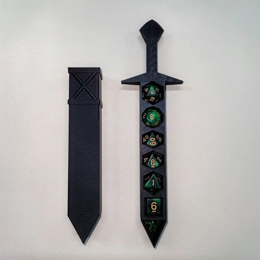 3D Printed Sword-shaped Storage Box for Dice DND